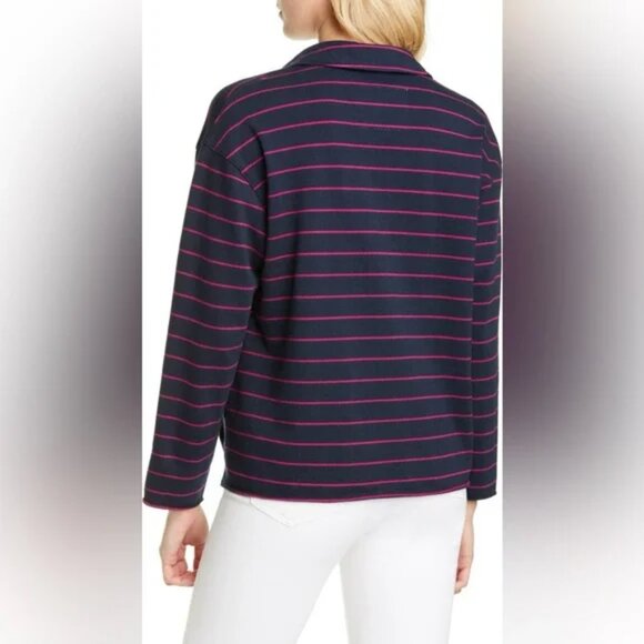 Frank & Eileen Henley Stripe V-Neck Top in Navy/Primrose, Size M, NWOT - Picture 3 of 10